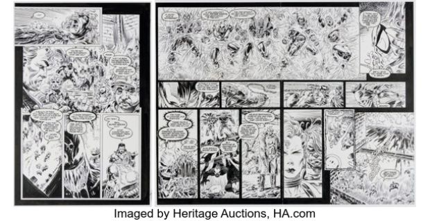 Adam Kubert and Bill Reinhold Ghost Rider / Blaze: Spirits of Vengeance #5 Story Pages 17-19 Original Art (Marvel, 1992). | Heritage