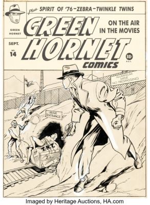 Arturo Cazeneuve Green Hornet Comics #14 Cover Original Art (Harvey, 1943).