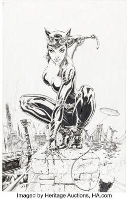 J. Scott Campbell Catwoman 80th Anniversary 100-Page Super Spectacular #1 Variant Cover Original Art (DC, 2020).