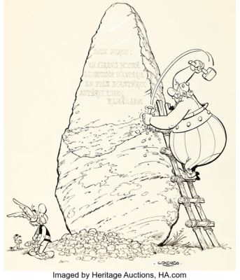 Albert Uderzo Astérix Back Cover Original Art (Les Éditions Albert René, 1989-91). | Heritage
