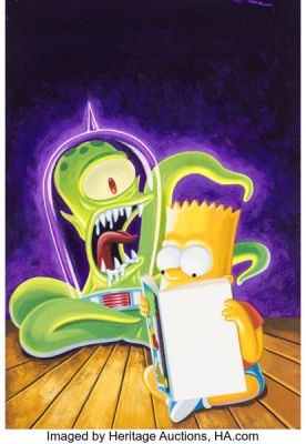 "Bart Simpson’s Treehouse of Horror" Original Bart and Kang Comic Book Cover Art by Bill Morrison (Bongo, c. 2000). | Heritage