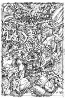 Alan Patrick | Alan Patrick Pencil Pinup Thor Hela Enchantress Sif | JadeGiant Comic Art