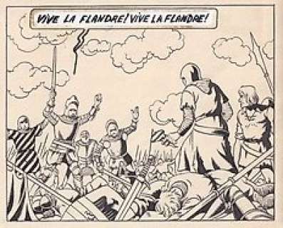 De Moor, Bob | De Moor, Bob - 1 Page originale + album de luxe - De Leeuw van Vlaanderen / Le Lion de Flandre - (p.63) - 1949 | Catawiki