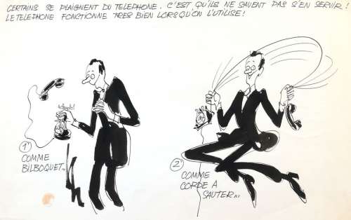 Lauzier | Le téléphone, illustration Ã  l’encre de Chine… | Millon