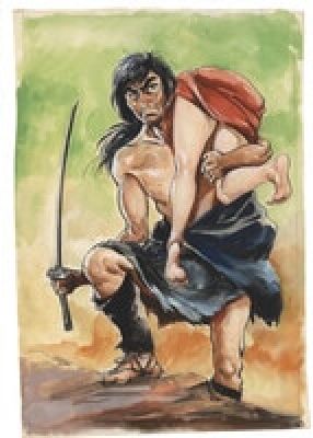 Ken Tsukikage Hand-Drawn Color Illustration "Bikki no Kotetsu" | Mandarake (Big Web)