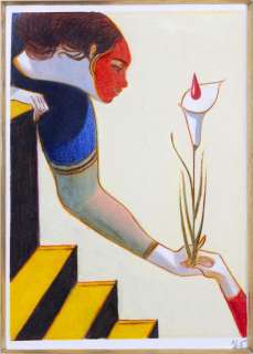 Mattotti | Femme Ã  la fleur, illustration aux crayons gras… | Millon