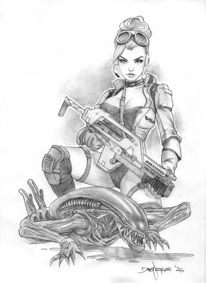 Dave Nestler - “Just Another Bug Hunt”, original 9x12” pencil sketch