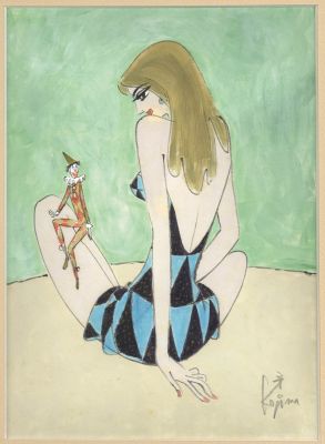Ko Kojima Hand-Drawn Color Illustration"The Clown and the Woman" | Mandarake (Big Web)