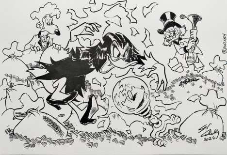 Sergio Cabella - 1 Original drawing - Topolino - Amelia and the Number One - 2024 | Catawiki