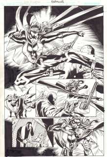 Cliff Richards, Norm Rapmund - Huntress: Year One #6 P.17 - Batman, Catwoman, & Huntress Action 1/2 Splash - 2008