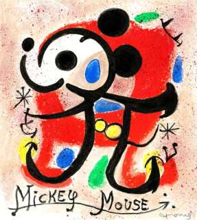 Tony Fernandez - Mickey Mouse Inspired By Joan Miro’s Litography "Le lézard aux plumes d’or" (1971) - Original | Catawiki