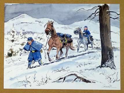 Lambil, Willy - 1 Offset Print - Les Tuniques Bleues - Dans la neige - 2008 | Catawiki