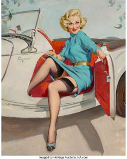 Gil Elvgren (American, 1914-1980) Let‘s Go, 1957 Oil on canvas 30 x 24 inches (76.2 x 61.0 cm) Signed center left ...