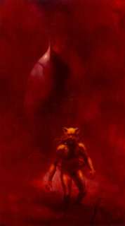 Paul Lehr (American, 1930-1998) Adventures in Time and Space paperback cover, 1955 Acrylic on Masonite 30-1/4 x 17-1/...