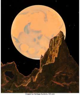 Chesley Bonestell (American, 1888-1986) Mars as Seen from the Outer Satellite, Deimos, The Solar System - | Heritage