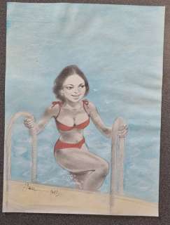 Dan - 1 Original colour drawing - La Nageuse - 2012 | Catawiki