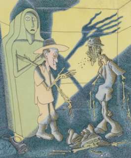 Gahan Wilson (American, 1930-2019). Cursed Archeologists in Tomb, Playboy cartoon. Ink and watercolor ...