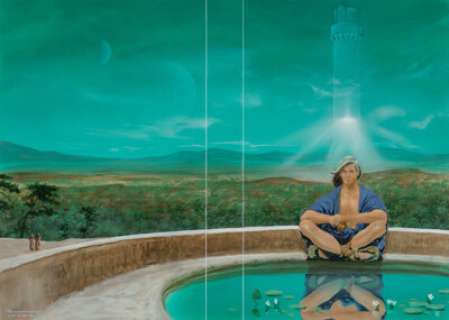 Jim Burns (British, b. 1948). The Chantry Guild paperback study, 1988. Gouache and watercolor on paper...