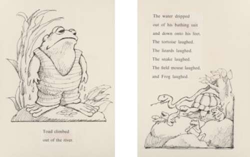 Arnold Lobel (American, 1933-1987). Frog and Toad coloring book illustration, 1981. Ink and collage on paper. 11 x 8 inc... | Heritage