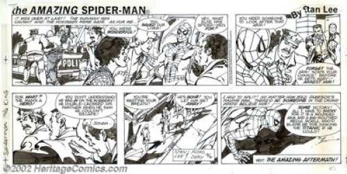 Floro Dery - Original Comic Strip Art for the Amazing Spider-Man Sundays, Lot of 5 (Cowles Syndicate, 1980s). -