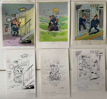 Mazel, Luc - 3 Dessin original + mise en couleur originale - Humour militaria maritime - (années 1980) | Catawiki