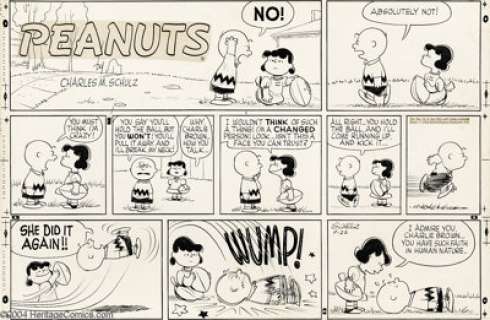 Charles Schulz - Peanuts Sunday Comic Strip Original Art, dated 9-22-57 (United Feature Syndicate, 1957). Poor ol’ - | Heritage