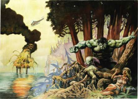 Val Mayerik - The Hulk (Magazine) #10 Cover Original Art (Marvel, 1978). Val Mayerik‘s explosive wraparound cover -