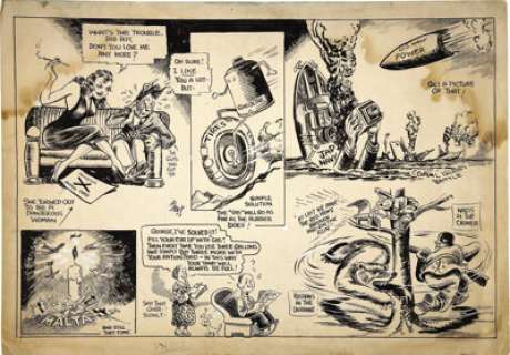 Al Banx - World War II-Era Political Cartoon Illustration Original Art (circa 1943). This action-packed - | Heritage