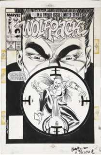 Ron Wilson and Chris Ivy Wolfpack #8 Cover Original Art (Marvel, 1989). This cover illustration has an -