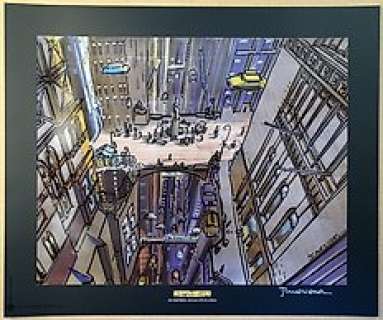 Mézières, Jean-Claude - 1 Offset Print - Le Cinquième Elément - Vue plongeante sur New-York | Catawiki