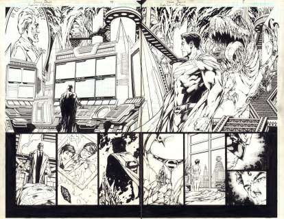 Matt Banning, Shane Davis - Superman / Batman #46 Pgs. 4 & 5 - Superman And Batman in the Batcave Dps - 2008 Signed