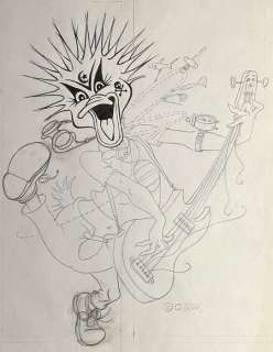 Barks, Carl - 1 Dessin préliminaire original + tirage + certificat - Punk Duck - 1992 | Catawiki