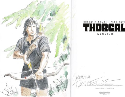 Corentin Rouge - Lot 260 - Thorgal, Wendigo en édition originale, agrémenté d’une dédicace. Proche de l’état neuf.