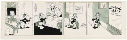 AL TALIAFERRO â€œDONALD DUCKâ€ 1957 DAILY COMIC STRIP ORIGINAL ART WITH INSOMNIA THEME. | Hake’s