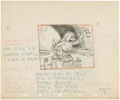 "SNOW WHITE AND THE SEVEN DWARFS" ORIGINAL STORYBOARD ART LOT. | Hake’s