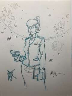 Malfin, Nicolas - 1 Original drawing - Golden City - Lola - 2024 | Catawiki