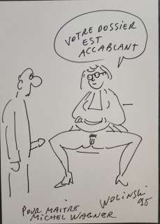 Wolinski, Georges - 1 Original drawing - Votre dossier est accablant | Catawiki