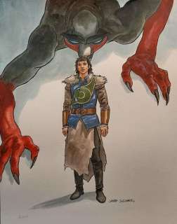 Zuccheri, Laura - 1 Original colour drawing - Thellus - Kadmoon and the Noctambulo - 2025 | Catawiki