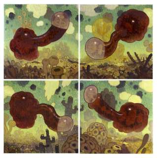 Dave Cooper - Alien Penis, quadriptyque réalisé en 2018. Chaque peinture : 45 x 45 cm - Pillowy, the Art of Dave Cooper