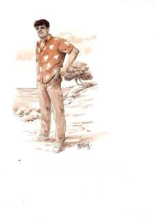 Berlion, Olivier - 1 Original colour drawing - Tony Corso - Dessin original Tony Corso en bord de mer - 2025 | Catawiki