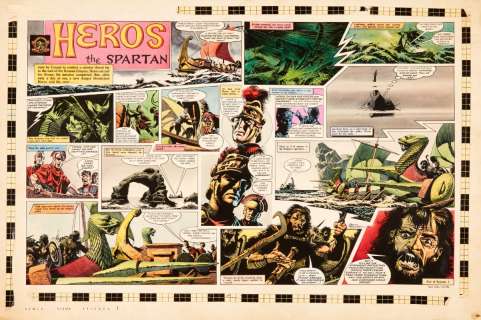 Heros the Spartan original double page artwork (1964) painted and… | Comic Book Auctions ltd