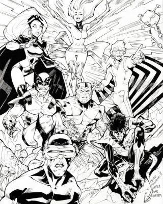 Domenech, Sergi - Hommage classique aux X-Men (Homage à Dave Cockrum) - Hand Signed Original Ink Artwork | Catawiki