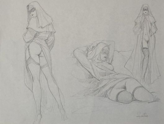 Follo, Leone - 1 Original drawing - The Nun | Catawiki