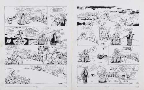 F’MURRR. Alp 2. Pl. 33A et 33B . Encre. 41 x 32, cm. Au dos: cachet Pilote | Aponem