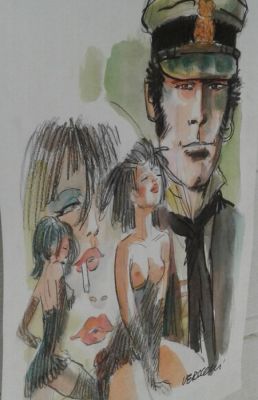 Vercelli, Gino - 1 Original colour drawing - Corto Maltese - Omaggio a Hugo Pratt | Catawiki