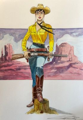 Candita, Giuseppe - 1 Original colour drawing - Julia - Tribute to Julia e Tex - 2020 | Catawiki