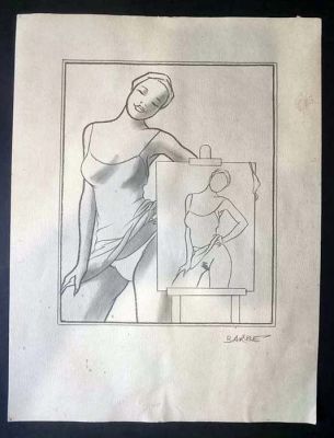 Barbe, André-François - 1 Original drawing - Humour - Portrait d’une inconnue - 1990 | Catawiki