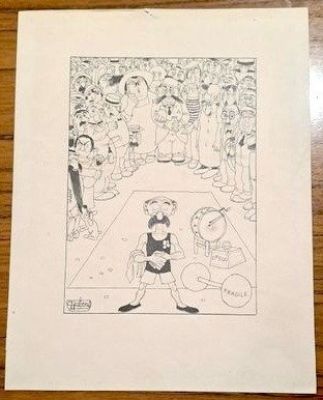 Dubout, Albert - 1 Original drawing - Dans la foule | Catawiki