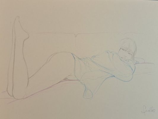 Frollo, Leone - 1 Original colour drawing - Ragazza Sdraiata - 2000 | Catawiki