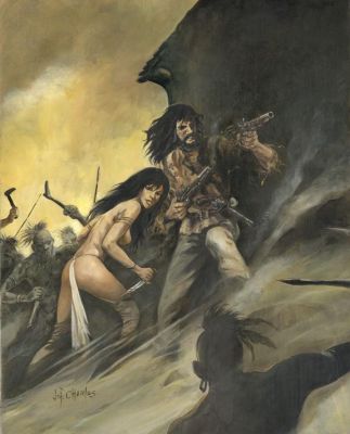 Jean François Charles - Couverture originale - La Rivière en flammes - Les Pionniers du nouveau monde